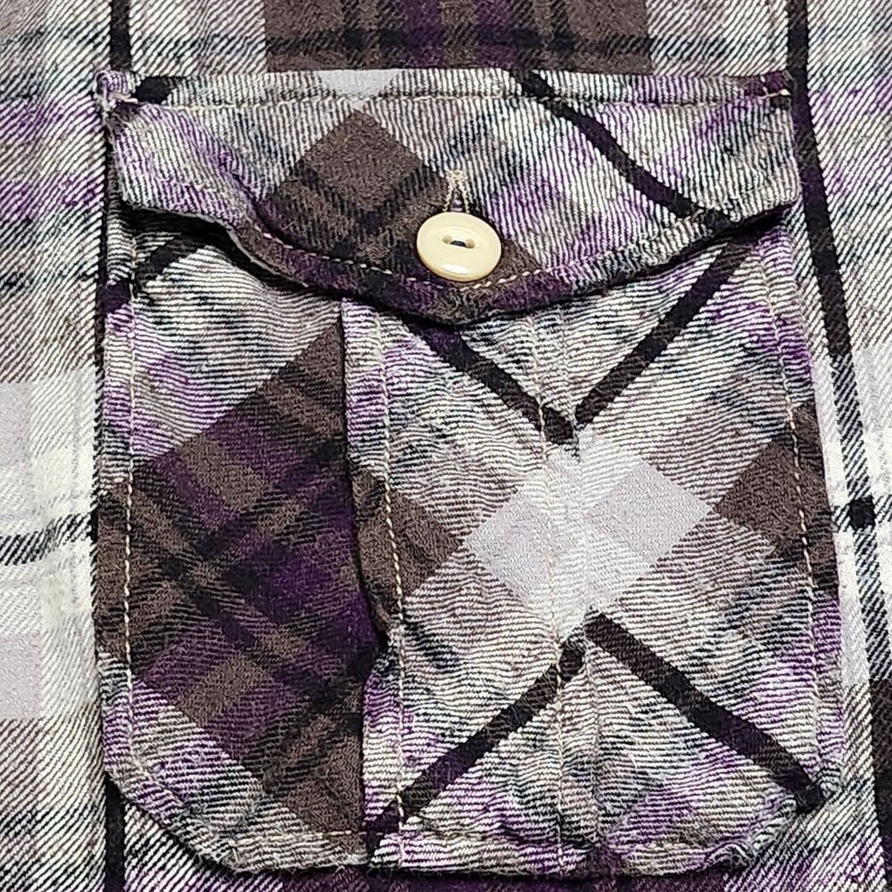 Jachs Flannel Shirt Mens XXL 2XL Purple Plaid‎ Y2K Long Sleeve Streetwear Skater - Picture 3 of 10